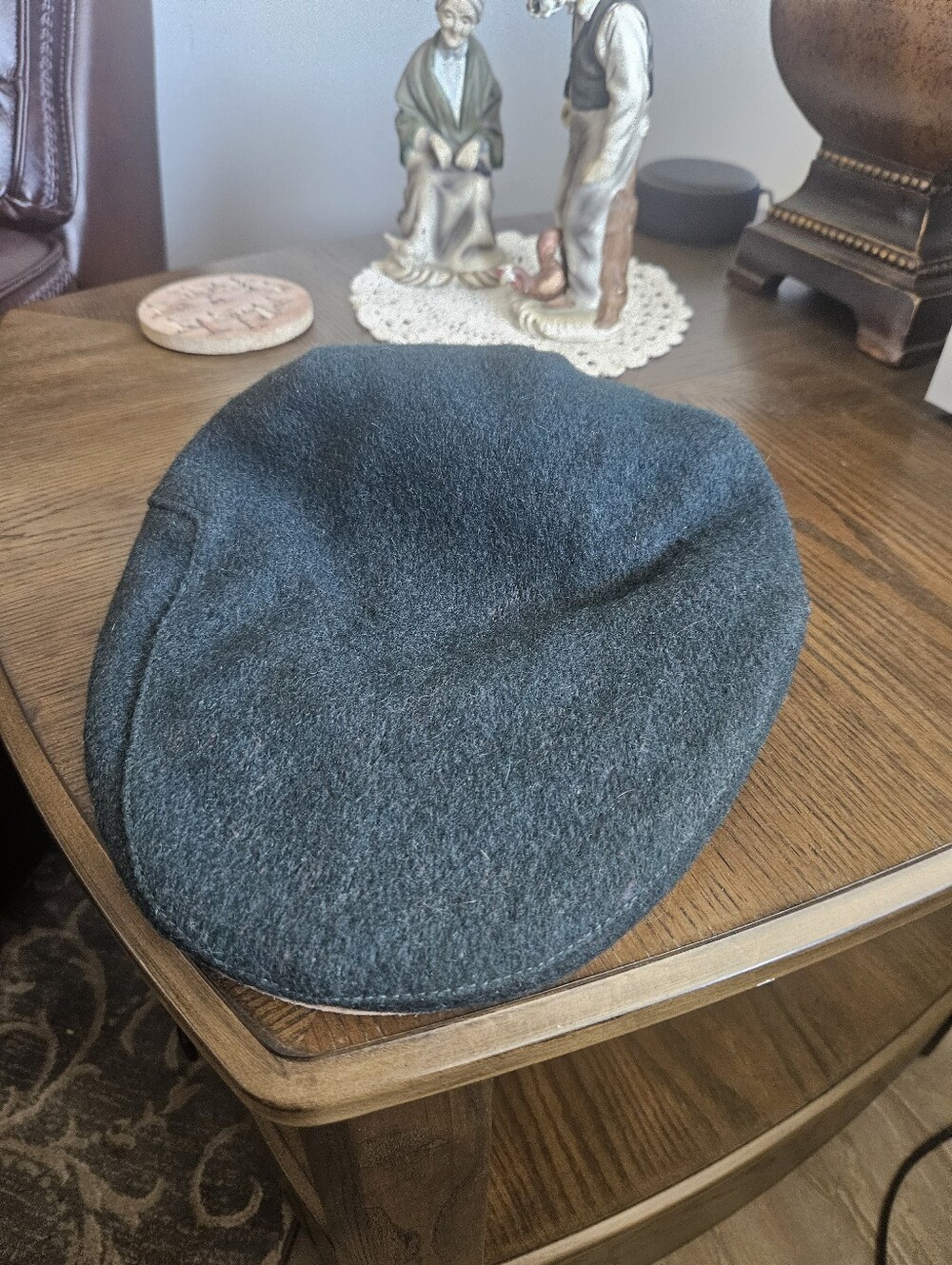 Vintage Classic Wool Flat Cap in Dark Teal Size S